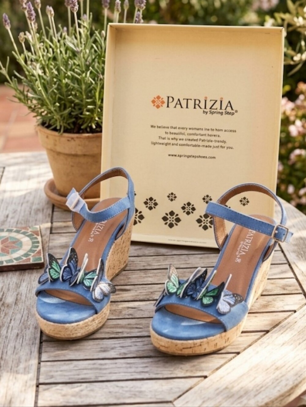 Blue Butterfly Wedge Sandals